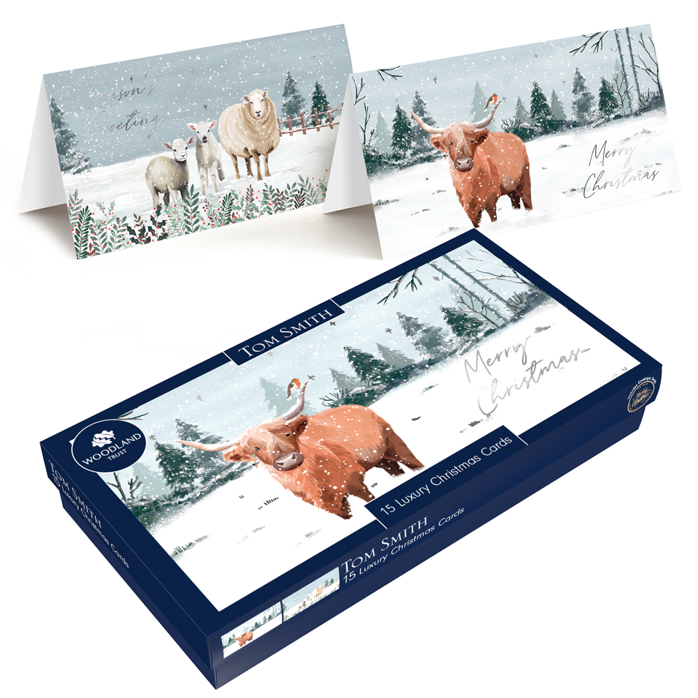 Tom Smith – Luxury Slim Highland Cow Christmas Cards - XTOMBCC4A506
