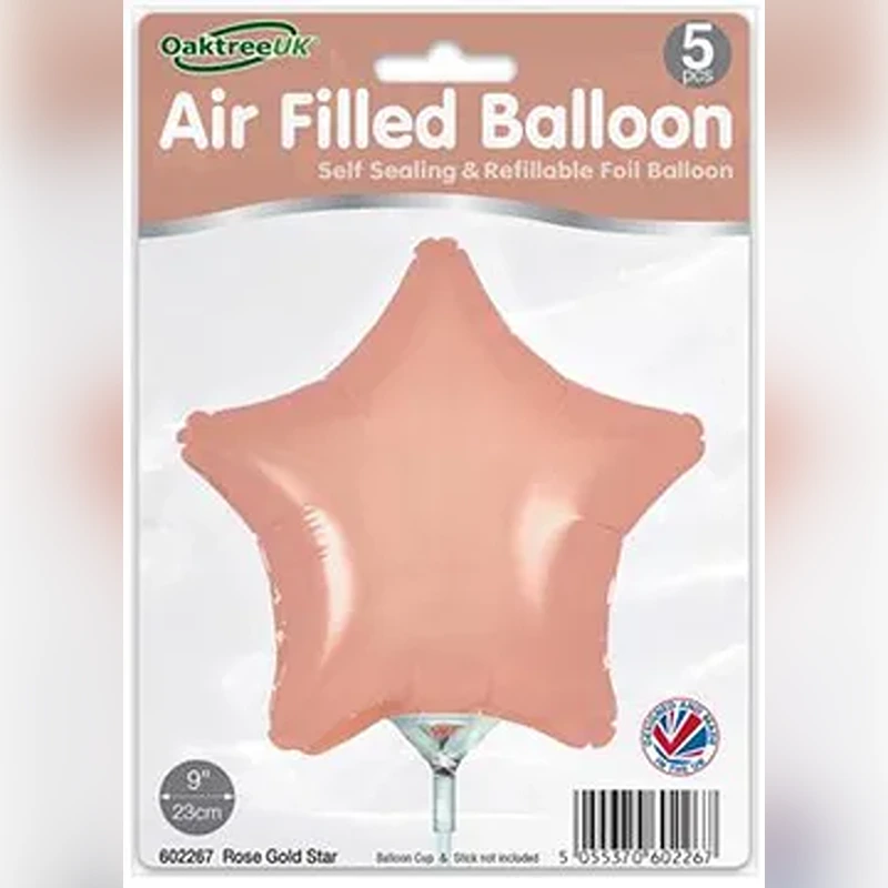 Oaktree 9inch Rose Gold Star Packaged x 5pcs