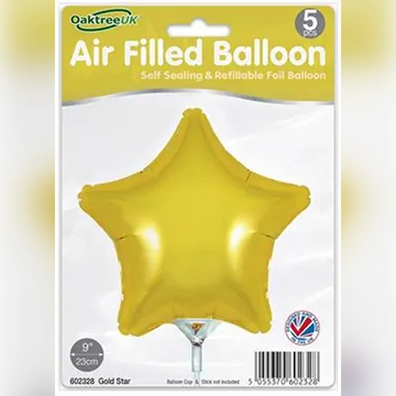 Oaktree 9inch Gold Star Packaged x 5pcs