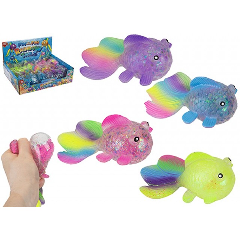 RAINBOW TAIL FISHY WITH GLITTER 13CM 4 ASSORTED