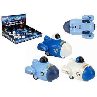 PRESS N GO SPACE ROCKET RACER 8CM 4 ASSORTED