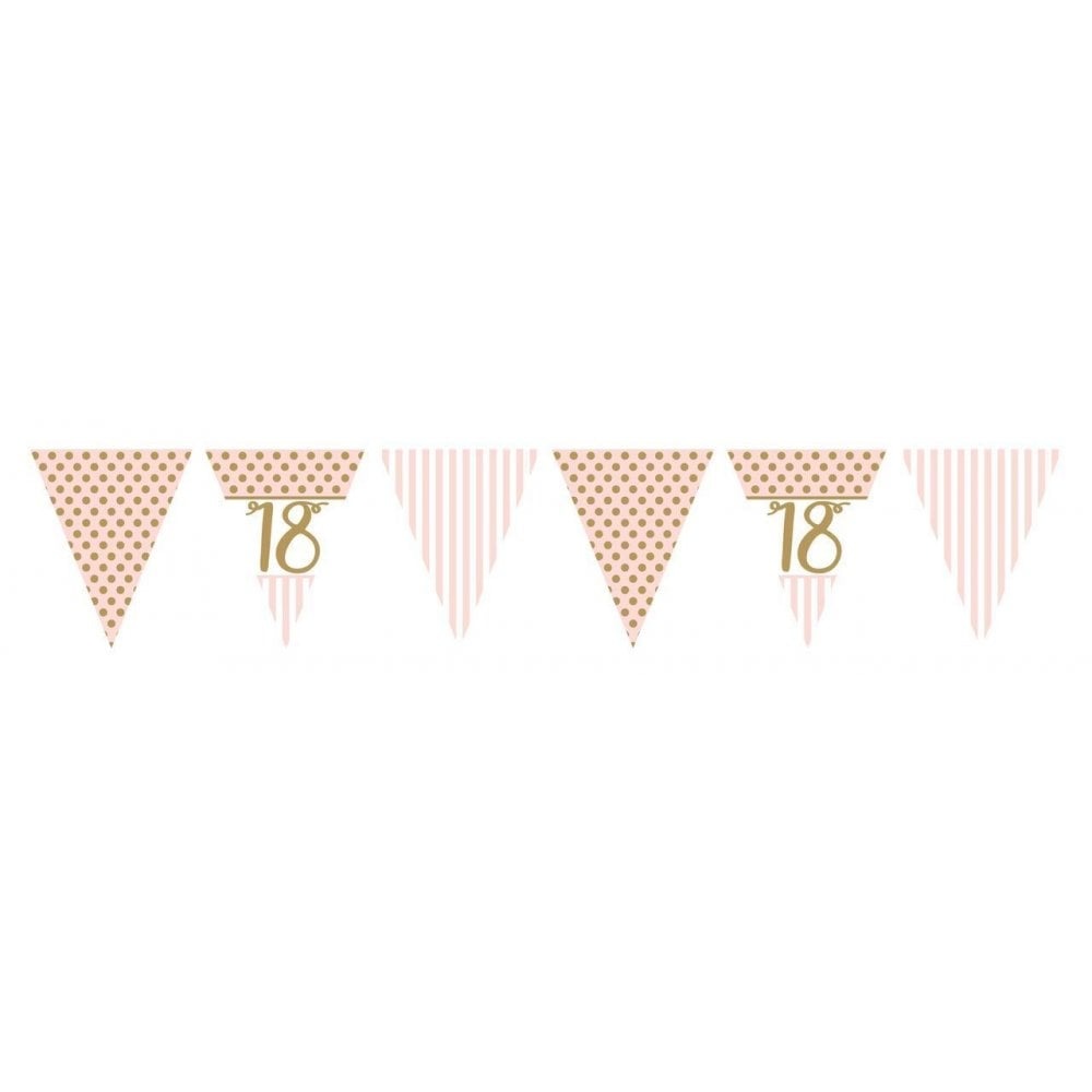 Pink Chic Age 18 Flag Bunting Metallic Print - M323