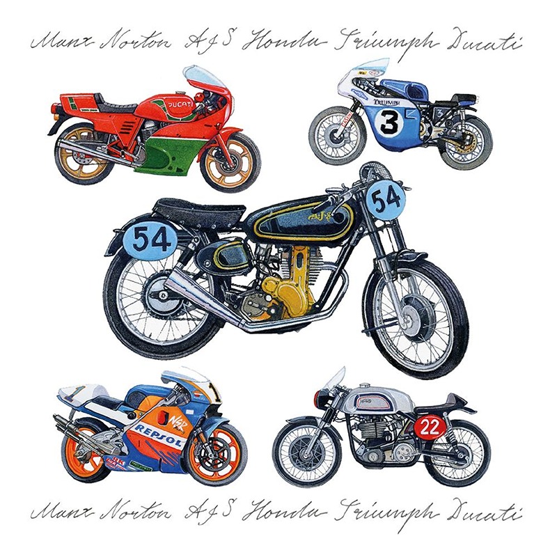 Kingfisher - Motorbikes Blank Cards - Code 60 - 6pk - RC008