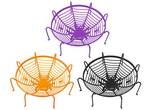 26CM SPIDERS WEB BASKET WITH LEGS 3ASSTD COLOURS W/HANG TAG*