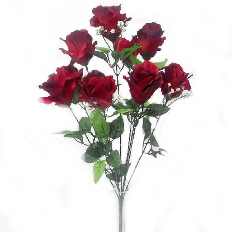 54cm ROSE BUSH WITH GYP (9 HEADS) RED - 820720