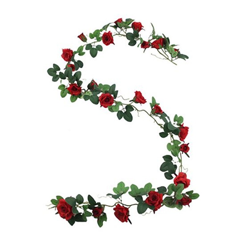 183cm (6ft) PREMIUM ROSE & ROSEBUD GARLAND RED - 036155