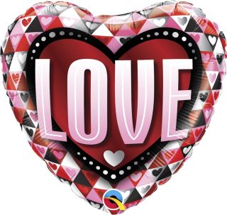 QUALATEX 18" HEART INSIDE HEART LOVE BALLOON