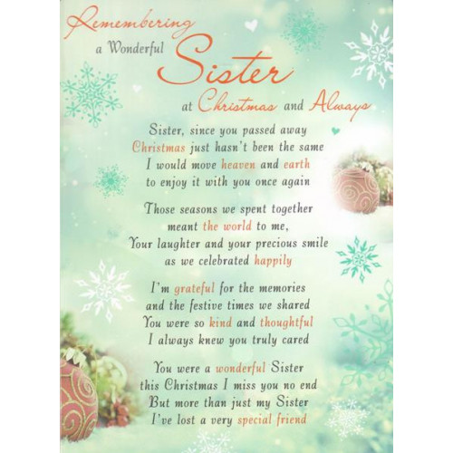 Regal - Remembering A Wonderful Sister - Grave Card - 6pk - C89028*