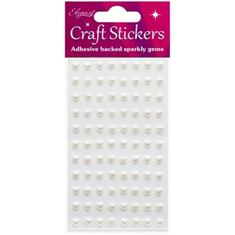 Eleganza Craft Stickers 6mm x 88 Pearl Hearts White No.01 - 025735