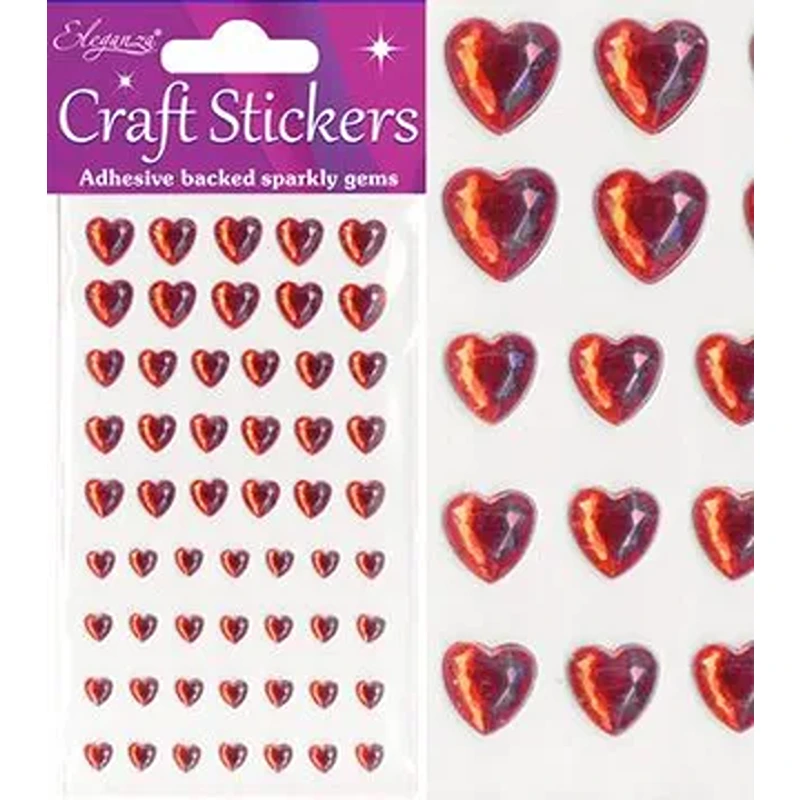 Eleganza Craft Stickers Mixed Diamante hearts 6mm-10mm Red No.16 - 026534
