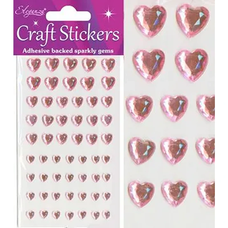Eleganza Craft Stickers Mixed Diamante hearts 6mm-10mm Pearl Pink No.21 - 026558
