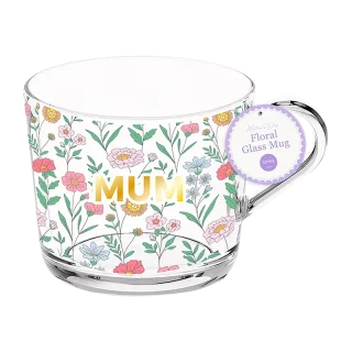 Mother's Day Floral Glass Mug 350ml - MOT12821OB