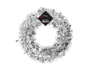 PMS Silver Tinsel Christmas Wreath 28cm