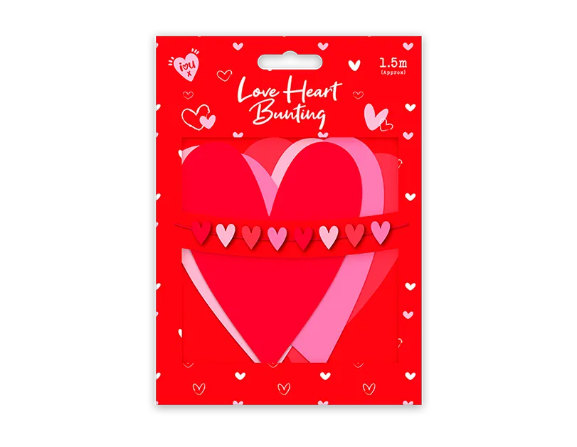 Valentine's Love Heart Bunting 1.5m - VAL11176