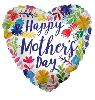 Happy Mothers Day Painted Flowers Balloon (18 inch) - 84382-LK