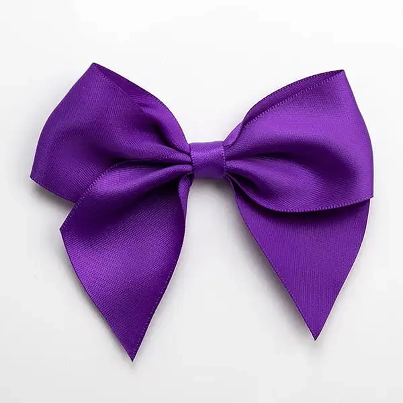 Purple – 10cm Satin Ribbon Bow – (Self Adhesive) – 6 Pack - 9610