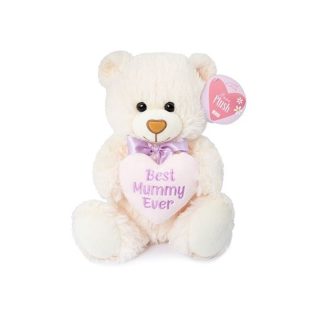 25cm Mother's Day Bear With Heart - R01-1586-B