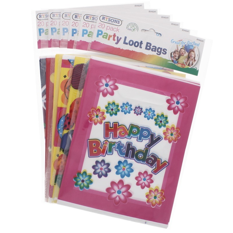 Party Loot Bags 20 Pack ( 6 Assorted Designs) - RY-4541