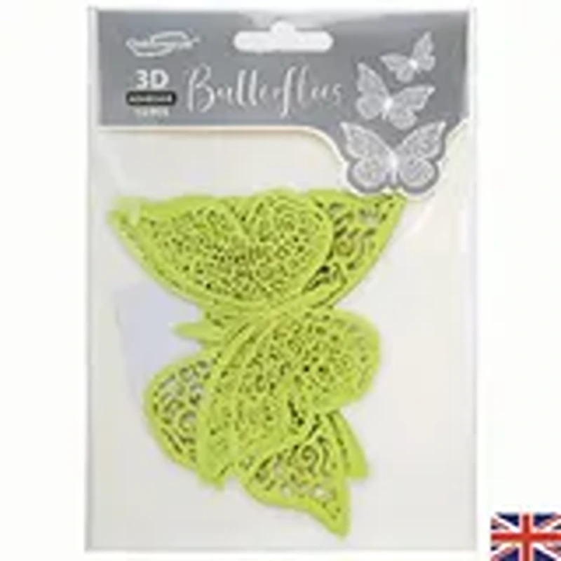 3D Adhesive Butterflies Pastel Soft Sage x 12