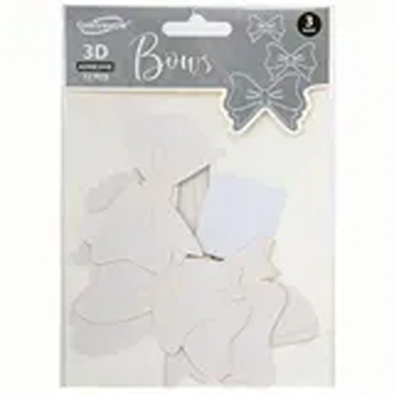 3D Adhesive Bows Pastel White x 12