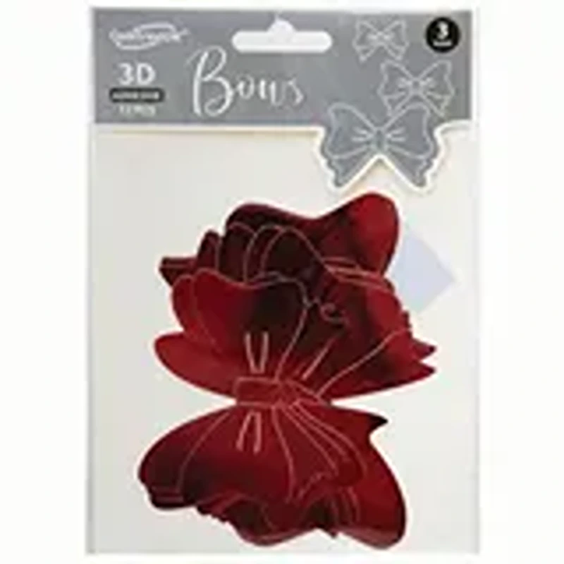 3D Adhesive Bows Red x 12