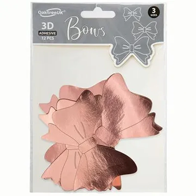 3D Adhesive Bows Rose Gold x 12