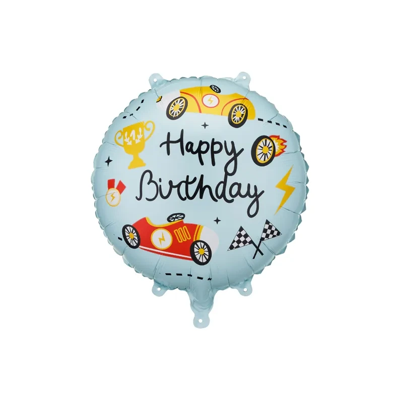 Foil Balloon Round - Race Car Happy Birthday - 14" - FB342