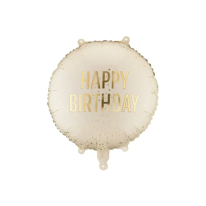 Foil Balloon Round Happy Birthday - Cream - 14" - FB353-079