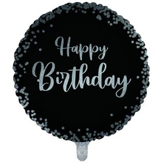 Black Confetti Happy Birthday  Foil Balloon  -18" - BL-GBRD18/116