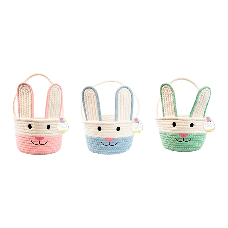 1ct Easter Woven Egg Basket 20cm - Pink/Blue/Green - EAS12923/OB