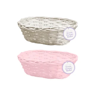 1ct Mother's Day Woven Hamper Basket Pink/White - MOT4749/OB