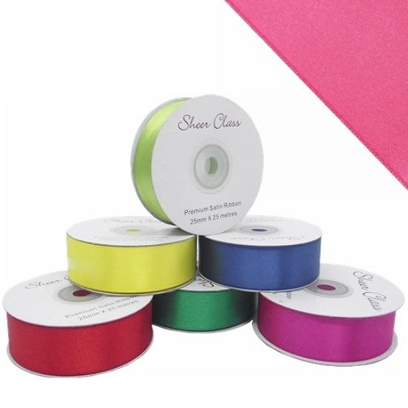 DOUBLE FACE SATIN RIBBON 25mm X 25metres ROSE