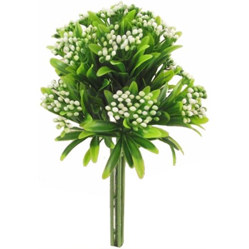 30cm PLASTIC BERRY BUNDLE WHITE/GREEN