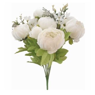 Florist Supplies - 49cm LARGE PEONY BUSH IVORY - 896527