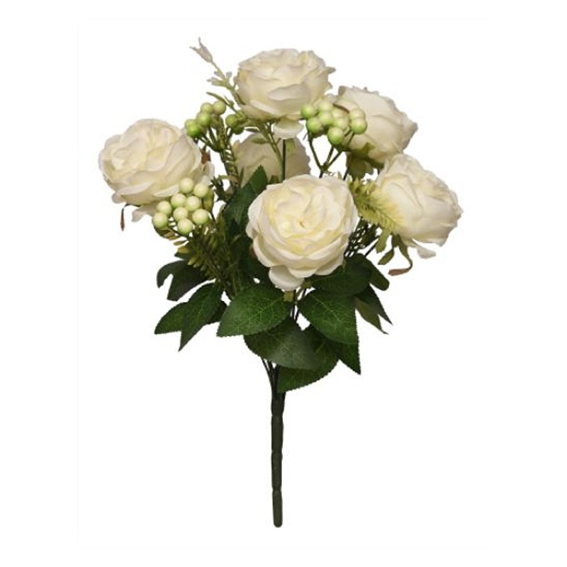 43cm CAMELLIA ROSE BUSH IVORY
