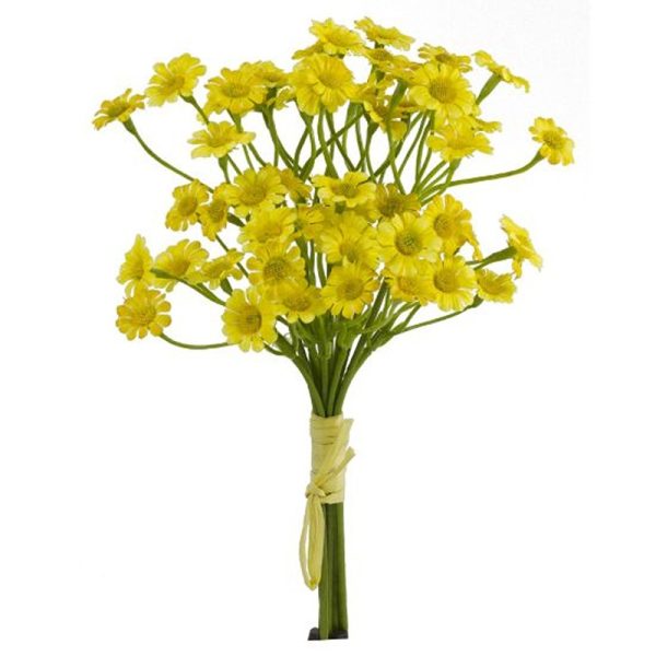 27cm MINI SATIN DAISY BUNDLE (6 STEMS) YELLOW