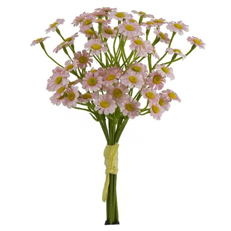 27cm MINI SATIN DAISY BUNDLE (6 STEMS) PINK