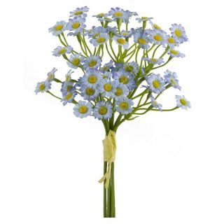 27cm MINI SATIN DAISY BUNDLE (6 STEMS) LIGHT BLUE