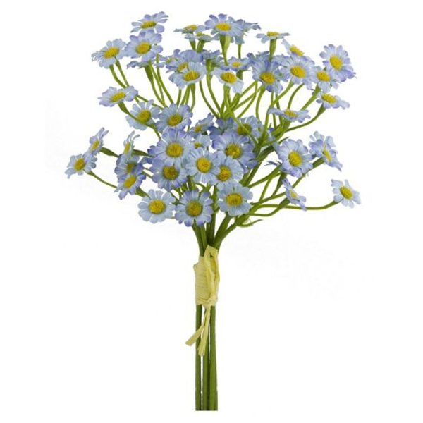27cm MINI SATIN DAISY BUNDLE (6 STEMS) LIGHT BLUE