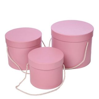SET OF 3 ROUND FLOWER BOXES DUSTY PINK - 042255