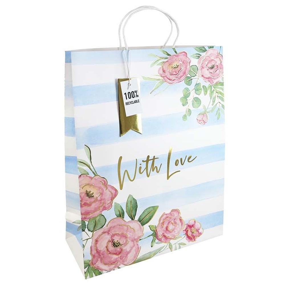 FLORAL STRIPE MEDIUM BAG x 6ct - 34130-3C