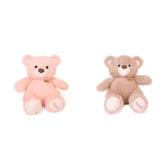 30cm Plush Bear with label - Pink /Beige -  040156-1