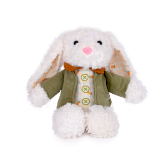 25cm Plush Rabbit with vest - White - 011052