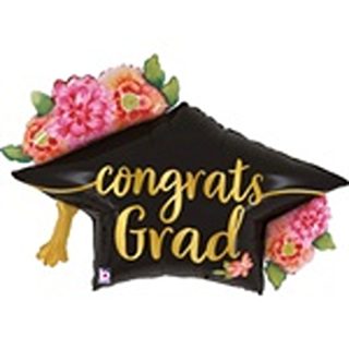 Grabo - Watercolor Floral Grad Hat - 41"  - 25181-p