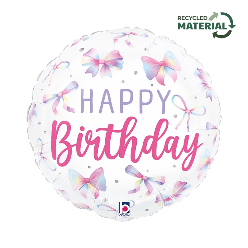 18" Multicolor Bow Birthday Round - Single Pack - 26614P-P