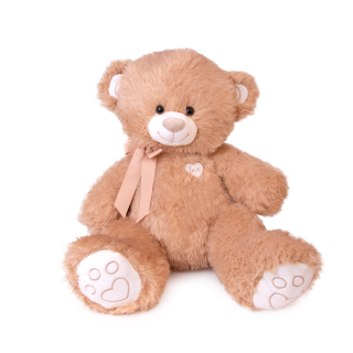 60cm Plush Bear with ribbon - Light Brown - 040107