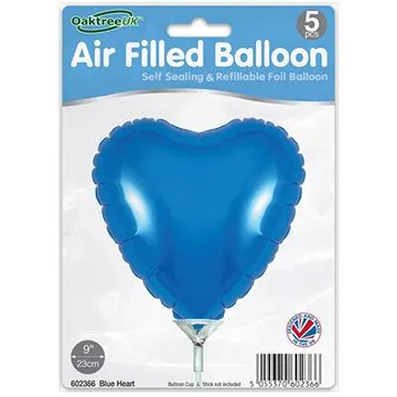 Oaktree 9inch Blue Heart Packaged x 5pcs