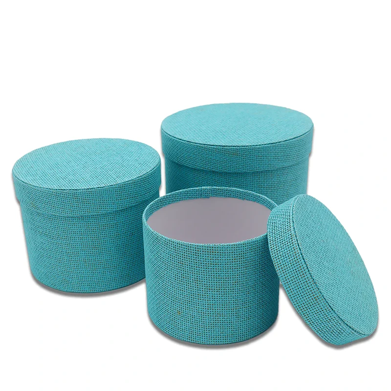 Round Symphony Textured Hat Boxes - Set of 3