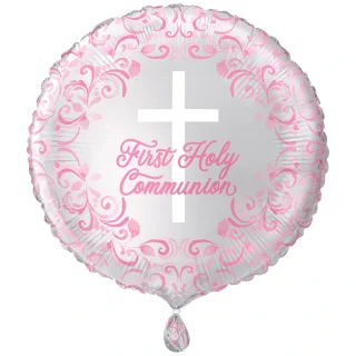 Pink First Holy Communion Foil Balloon - 9" Flat - 9582171