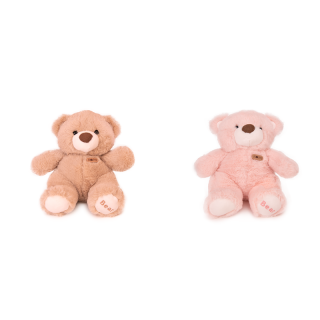 22 cm Plush Bear with label - Pink /Beige - 040153-1